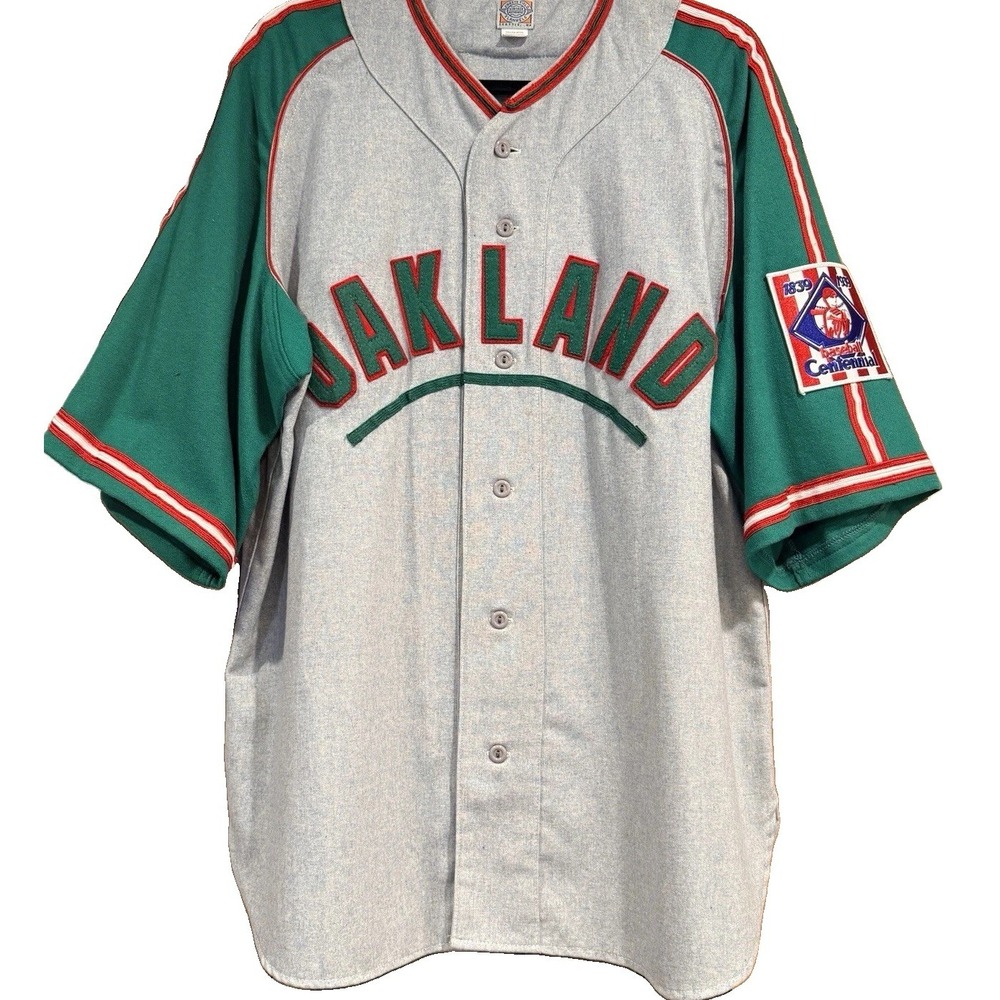 Ebbets Field Flannels Oakland Oaks #6 Wool Baseball Jersey USA Large Patch